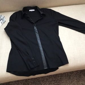 Calvin Klein leather detailed blouse